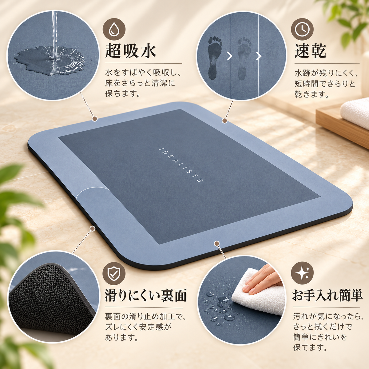 Mizuka™ 速乾吸水バスマット